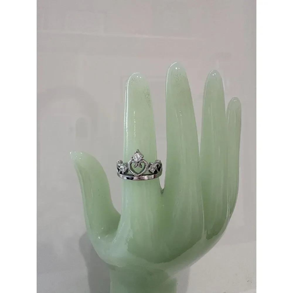 Sterling Silver 925 Princess Crown CZ Ring Size 6